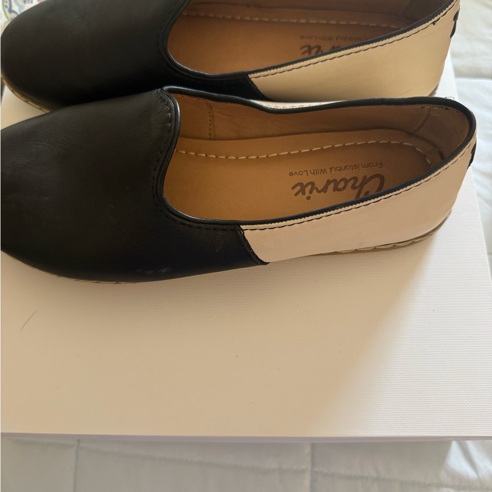 Charix Black and Cream Women's Loafers